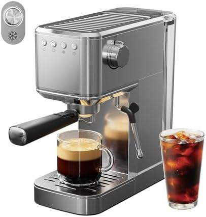 Espresso Machine - 20 Bar Coffee Maker with Milk Frother Steam Wand, Cold Brew Iced Coffee Maker, 1450W Semi-Automatic Coffee Machine with 34oz Water Tank for Latte by JZCAFE