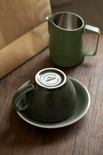 Loveramics Set of 1 x 300ml Latte Art Cup and Saucer (Forest) + Glass Travel Mug (Clear) - Image 6