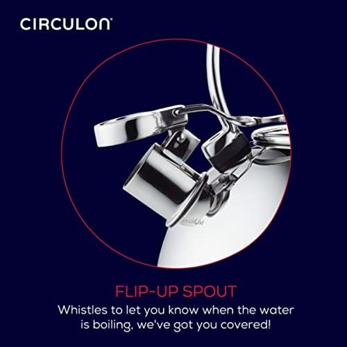 Circulon Stainless Steel Whistling Tea kettle/Teapot With Flip-Up Spout, 2.3 Quart - Silver - Image 6