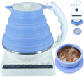 Portable Coffee Maker Pour Over, Travel Coffee Maker Set + Travel Electric Kettle With Temp Control, Collapsible Portable Tea Kettle for Traveling, Hotel, Office, BPA-Free Silicone, 110V, Blue by VVGCS