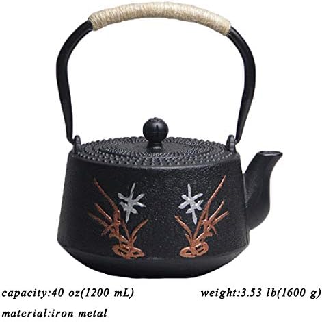 tetsubin Cast iron Tea Kettle workshop Healthy japanese Tea pot with Stainless Steel Infuser（40 oz） - Image 2