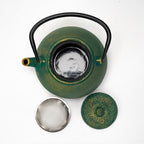 Urban Tokyo 27 fl oz Cast Iron Teapot Japanese Style Tetsubin Tea Kettle with Stainless Steel Infuser, Stovetop Safe, Green with Gold Accents, Excellent Heat Retention for Loose Leaf Tea - Image 5
