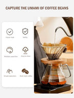 Hand Brewed Glass Coffee Pot with Cover, 400ml / 600ml Glass Pour Over Coffee Maker, Glass Pour Over Coffee Maker with Coffee Dripper for Home, Office (400ml) - Image 4