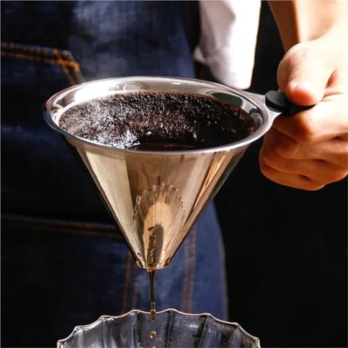 cold brew coffee filter 4/8pcs Stainless Steel Coffee Filter Over Portable Reusable Small And Light Compact Cone Dripper Hot Water(4pcs,Small) - Image 5