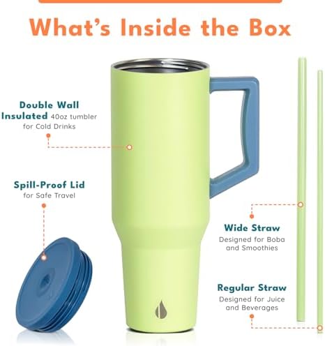 Elemental Spill Proof 40oz Insulated Tumbler with Handle & Straw Travel Mug - Image 3