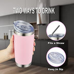 COMOOO 20oz 8 Pack Tumbler Double Wall Vacuum Insulated Coffee Travel Mug Stainless Steel Tumbler Bulk with Lid and Straw Insulated Coffee Cup for Cold & Hot Drinks (Pink, 8 Pack) - Image 4