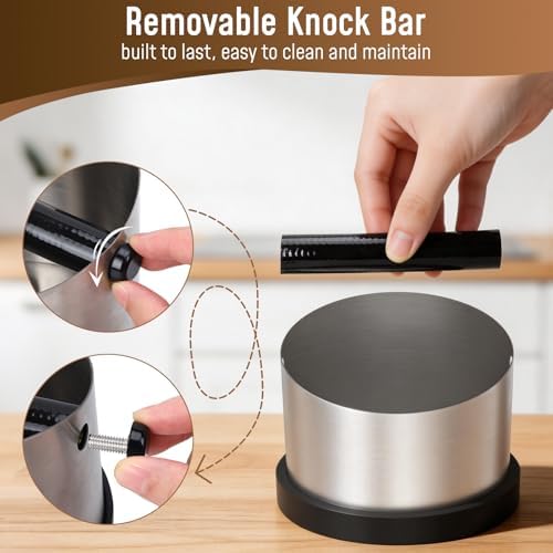 Coffee Knock Box, 650ml Stainless Steel Coffee Puck Bin with 2 Brushes, Professional Espresso Knock Box with Removable Shock-Absorbing Knock Bar for Cafe Kitchen Restaurant - Image 5