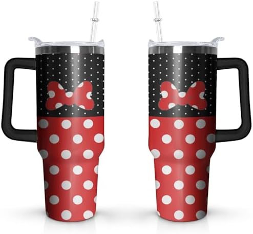 40 Oz Tumbler With Lid and Straw, Insulated Reusable Stainless Steel Travel Mug Keeps Drinks Cold & Hot Leak Proof Tumbler for Water, Coffee or Iced Tea, Female Mouse 40 oz by Unknown