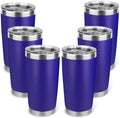 20oz Stainless Steel Tumbler Bulk with Lid, Travel Mug - Double Wall Vacuum Powder Coated Cup - Dark Blue, 6 Pack by Unknown