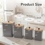 PERFNIQUE Kitchen Canisters, Airtight Canister Sets for Kitchen Counter, Kitchen Canisters for Countertop Set of 4, Coffee Tea Sugar Flour Spice Tin Jars Food Storage Container with Lid(Grey) - Image 2