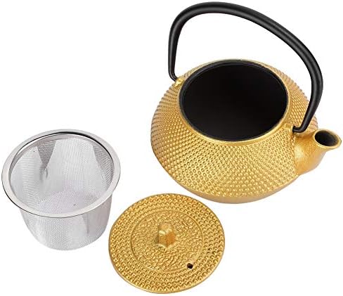 Cast Iron Tea Pot, 300ml Japanese Tetsubin with Infuser, Golden Loose Leaf Tea Pot for Home, Tea House - Image 6