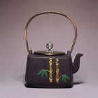 Cast Iron Tetsubin Teapot 1.2L Handmade Japanese Tea Kettle With Turtle Crane Pattern, Heat Resistant Loose Leaf Tea Pot by Unknown