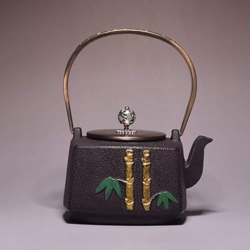 Cast Iron Tetsubin Teapot 1.2L Handmade Japanese Tea Kettle With Turtle Crane Pattern, Heat Resistant Loose Leaf Tea Pot by Unknown
