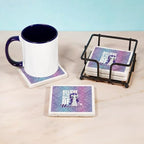 CafePress MLP Rarity Unicorns Tumbled Stone - Set of 4 Coasters Set of 4 w/holder - Image 3