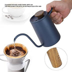 600ml Fashion Stainless Steel Handle, Drip Coffee Pot, Long Gooseneck Spout Kettle, Coffee Filter Fine Water Flows Coffee Pot (Blue) - Image 4