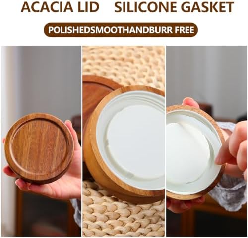 3 Pcs 40.5 oz/1200ml Glass Jars with Airtight Screw-On Wooden Lids, Medium Decorative Glass Food Storage Container Jar Set for Coffee Bean,Nut,Candy, Flour,Sugar, Snacks,Oatmeal,pasta - Image 6