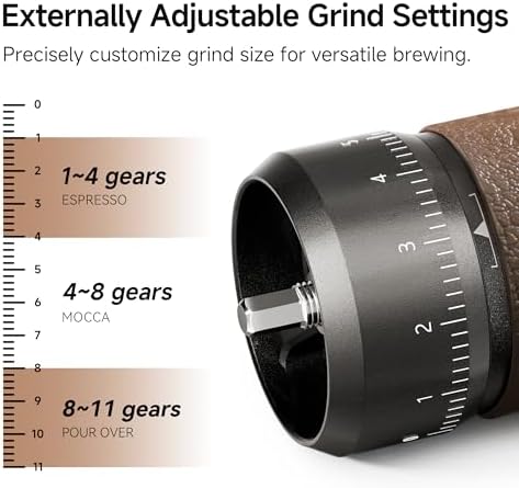 HiBREW G4B Manual Coffee Grinder, Adjustable Dial Aluminum Burr Mill - Image 3
