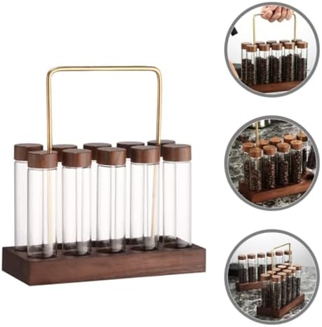 Glass Coffee Bean Storage Tube Airtight Threaded Lid with Wooden Stand - Image 7