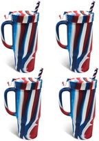 Silipint 32oz Silicone Tumbler with Handle Flip Lid and Straw – BPA-Free Non-Toxic Unbreakable Freezer Microwave Dishwasher Safe Tumbler – Perfect for Tea Cold Water Smoothies Pack of 4 by Silipint