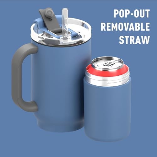 ASOBU DUPLEX 2-in-1 Travel Mug and Beer Can Holder Enjoy hot and cold drinks simultaneously -22 oz Hot Coffee or Tea Tumbler with Attached 12 oz Cold Can Holder for Beer or Soda, Slate Gray - Image 4
