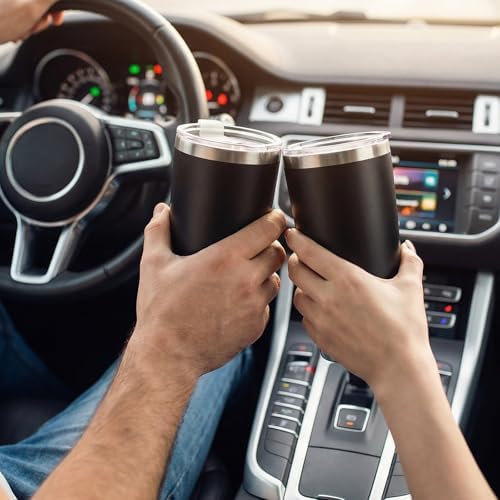 6 Pack 20oz Tumbler Bulk Stainless Steel Tumbler with Lid, Vacuum Insulated Double Wall Travel Coffee Mug, Durable Powder Coated Tumblers, for Hot and Cold Drinks(Black) - Image 6