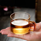 Drinking Glasses Glass Mugs Set of 2, with Handle, 5 oz/150 ml(Gris) - Image 4