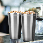 Beasea Stainless Steel Cups 16 oz, 12 Pack Large Stainless Steel Tumbler Bulk Stackable Double Wall Insulated Metal Pint Glasses Tin Cups for Drinking Home Restaurant Office Party Camping - Image 6
