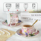 KAMMAK Tea Cups and Saucers Set of 2, Porcelain Coffee Cups, NX022 - Image 6