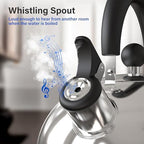 Whistling Stovetop Tea Kettle, 3.2 Quart Stainless Steel Teapot with Cool Touch Ergonomic Handle, Hot Water Fast to Boil, Silver - Image 3