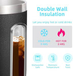 Volhoply 14oz Insulated Stainless Steel Coffee Mug with Lid Bulk 8 Pack,Double Wall Vacuum Travel Coffee Cup with Handle,Reusable Metal Cups Tumbler,Camping Mugs Keep Hot,Ideal Gifts(Black,8) - Image 3