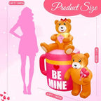 AerWo 5FT Valentines Inflatables Coffee Cup with Lovely Bear, LED Lighted Romantic Valentines Inflatables Outdoor Decorations, Valentines Day Decor Blow Up Yard Decorations for Wedding Lawn - Image 3