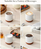 MALACASA 12oz Ceramic Coffee Mugs Set of 6, Khaki White - Image 5