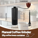 Manual Coffee Grinder Detachable Stainless Steel Conical Burr Aluminum Coffee Bean Grinder Black with 2 Cup Aluminum Espresso Stovetop Moka Pot Express Coffee Maker Percolator Italian Classic M - Image 2