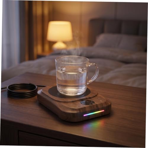FOMIYES Electric Coffee Mug Warmer with Timer and Adjustable Heat Settings Large Heating Pad Compatible with Ceramic Glass Stainless Steel Cups Colorful LED Ambient Light Temperature - Image 5