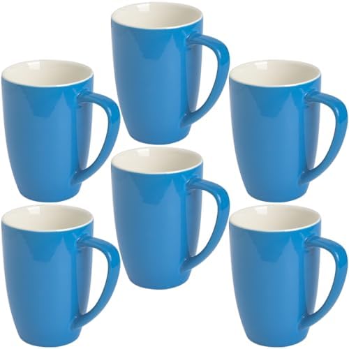 homEdge Porcelain Mug Set, 16 Ounces Cup for Tea, Latte, Mocha, Hot Chocolate, Set of 6, Blue by homEdge