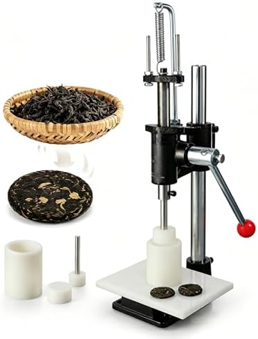 Tea Cake Pressing Machine, Hand Lever Compression Maker with 40mm Round Forming Mold, Adjustable Angle Manual Press for Puer Tea Ball Production, Stainless Steel and PP, 160kg Capacity by Unknown