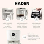 HADEN Coffee Machine, 12 Cup Programmable Drip Coffee Maker - Image 3