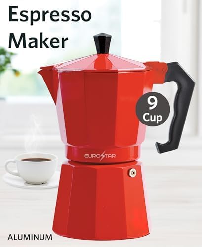 EUROSTAR SEM309R 9-Cup Stovetop Espresso Maker, Red - Image 5