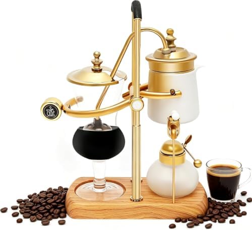 Belgian Balance Siphon Coffee Maker, Vintage Vacuum Brewer, 400ml Gold/silver Finish Brewing System, Manual Gravity Syphon Coffee Pot For Home Kitchen Gold by Unknown