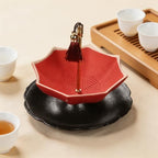 Porcelain Rotating Umbrella Tea Strainer - Ceramic Loose Leaf Filter (Red - Image 4