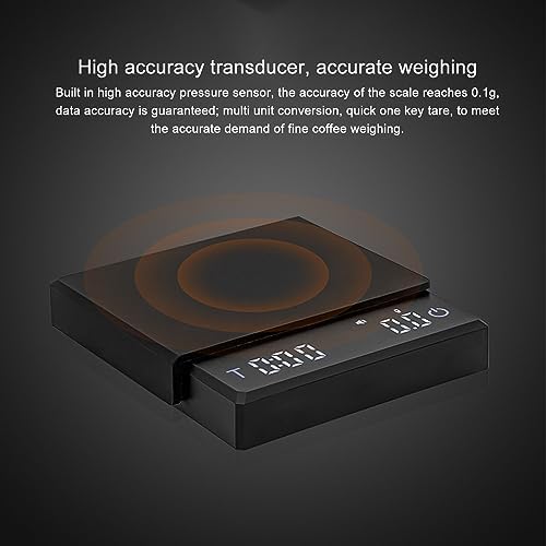 Coffee Scale with Timer, Rechargeable Espresso Scale, 3 Mode Timer, Touch Control, LED Display, Mini Coffee Scale, Digital Coffee Scale, for Espresso Kitchen - Image 3