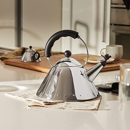 Alessi 9093 B - Design Kettle with Handle and Bird-Shaped Whistle, Stainless Steel and PA, Black - Image 4