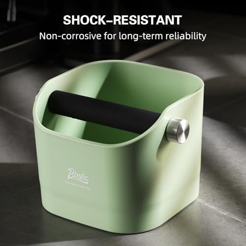 Espresso Knock Box - Bincoo Espresso Machine Knock Box/Espresso Grounds Knock Box, Barista Style Coffee Knock Box for Grounds with Removable Shock-Absorbent Knock Bar and Anti-Slip Base. (Green) - Image 2