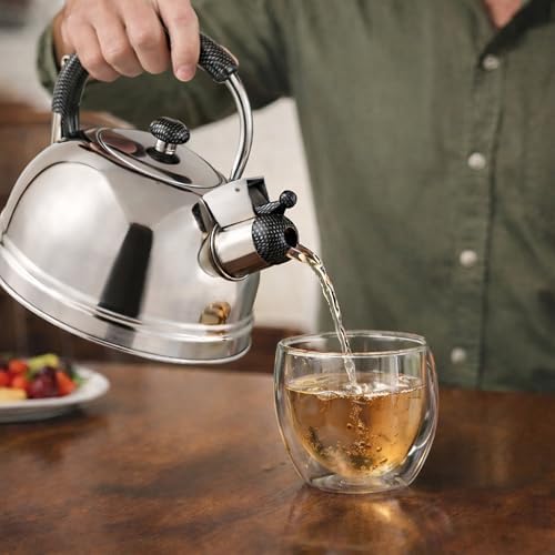 Creative Home 2.7 Qt 304 Stainless Steel Whistling Tea Kettle │ Polished Dome-Style Water Boiler with Heat-Resistant Cobra Handle and Loud Steam Signal │ Stylish Stove-Top Accessory and Gift - Image 6
