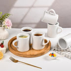 BYCNZB 11oz Ceramic Coffee Mug set Stoneware Coffee Cups Set for Restaurant, Diner, Farmhouse, Coffee Shop, Home set of 6 (white) - Image 6