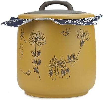 Yixing Clay Anti-Caking Storage Jar 8L, 15Lb Rice Canister with Lid by CHINACERAMICARTEXPOCENTER