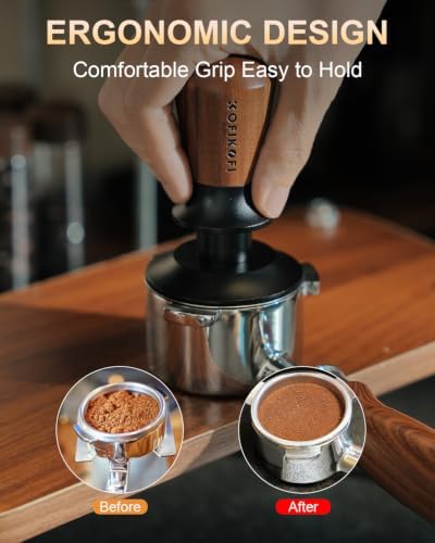 53.3mm Espresso Tamper, 30lbs Spring Loaded, Rosewood Handle, Ripple Base - Image 5