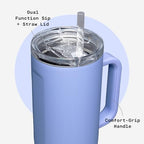 Corkcicle Cruiser Tumbler with Handle & Straw, 40 oz, Periwinkle - Image 5