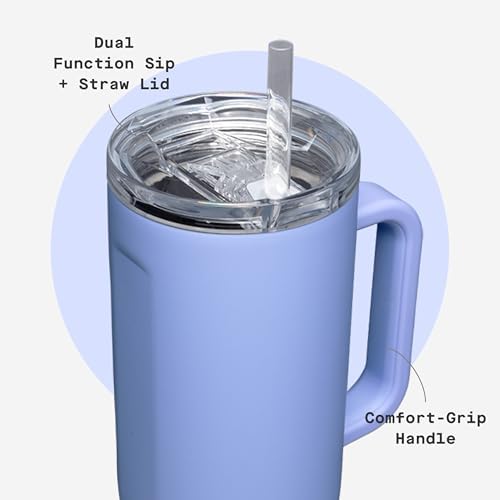 Corkcicle Cruiser Tumbler with Handle & Straw, 40 oz, Periwinkle - Image 5