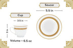Porcelain Tea Set - White and Gold Rope Design, 12 Piece Set - Image 2